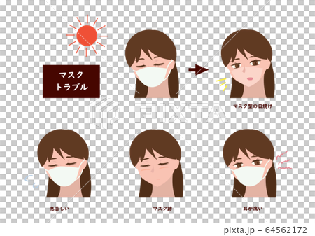 女の人とマスクのトラブルセット 女の人とマスクのトラブルセット 64562172