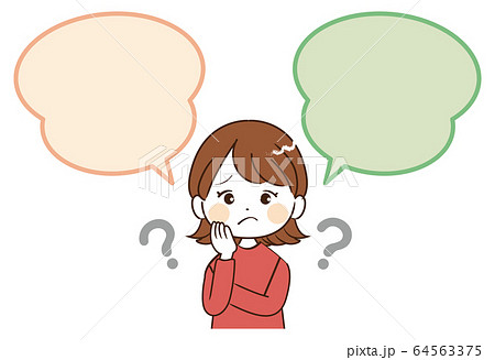 女性、ふきだし、疑問 女性、ふきだし、疑問 64563375