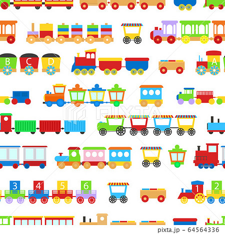 Cartoon Train Toy Children Concept Seamless Pattern Background. Vector Cartoon Train Toy Children Concept Seamless Pattern Background. Vector 64564336