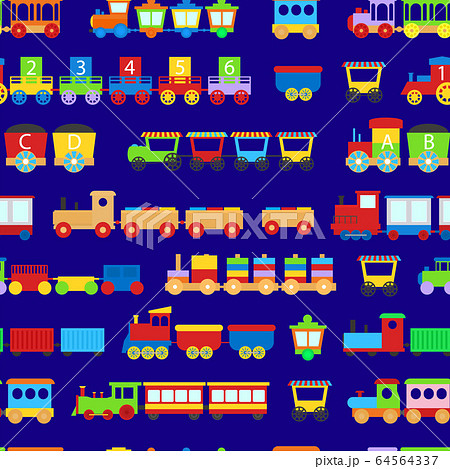 Cartoon Train Toy Children Concept Seamless Pattern Background. Vector 64564337
