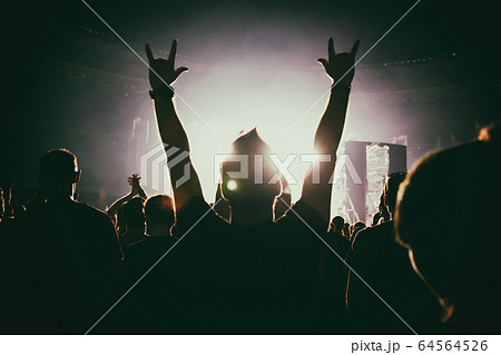 Silhouette of a concert crowd. The audience 64564526