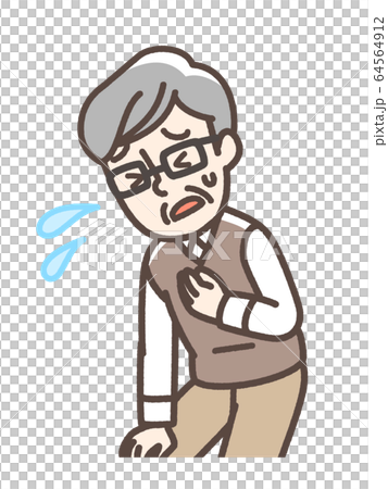 息切れする おじいさん フレイル ロコモのイラスト素材