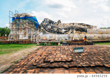 Wat Lokayasutharam, historic architecture in Ayutthaya, Thailand 64565259