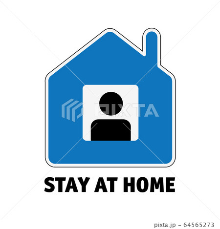 Simple sign icon stay home men in window isolate on white 64565273