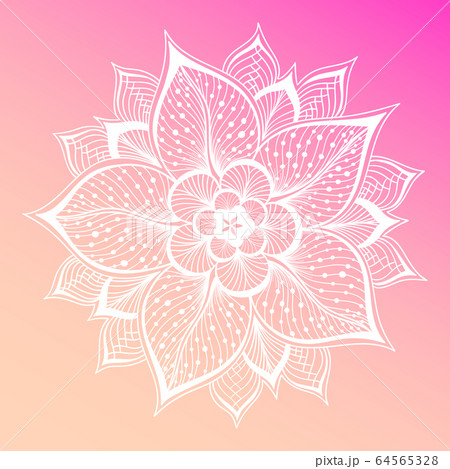 Pastel pink background flower mandala. Vintage decorative element. Ornamental round doodle flower on dreamy gradient background. Geometric circle element with hearts. romantic illustration Pastel pink background flower mandala. Vintage decorative element. Ornamental round doodle flower on dreamy gradient background. Geometric circle element with hearts. romantic illustration 64565328
