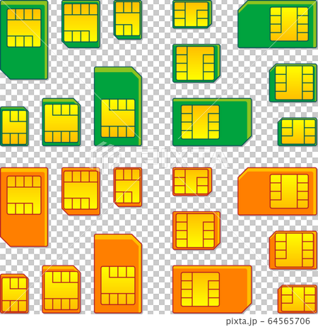 SIMカード影付き　アイコンセット　ベクターイラスト 64565706