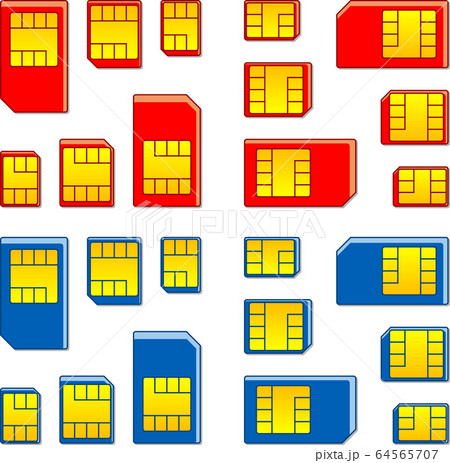 SIMカード影付き　アイコンセット　ベクターイラスト 64565707