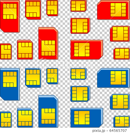 SIMカード影付き　アイコンセット　ベクターイラスト 64565707