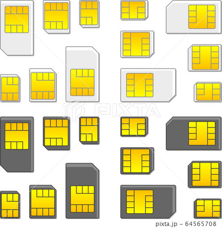 SIMカード影付き　アイコンセット　ベクターイラスト 64565708