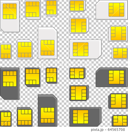 SIMカード影付き　アイコンセット　ベクターイラスト 64565708