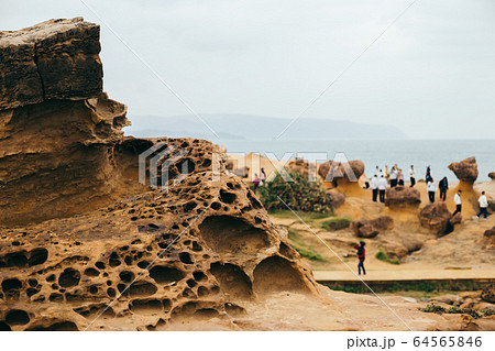 Yehliu Geopark rock formation in Taiwan Yehliu Geopark rock formation in Taiwan 64565846