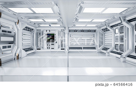 Futuristic Architecture Sci-Fi Hallway and Corridor Interior, 3D Rendering 64566416