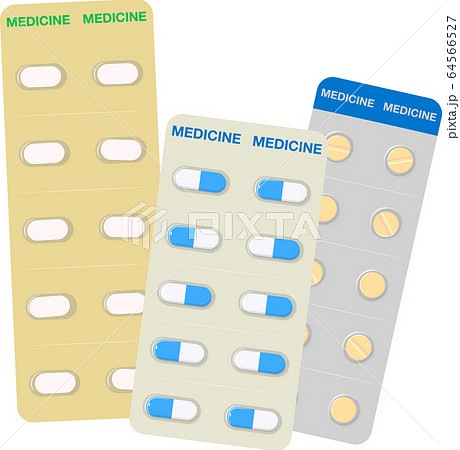 薬 錠剤 ブリスターパック ベクターイラスト セット #02 64566527