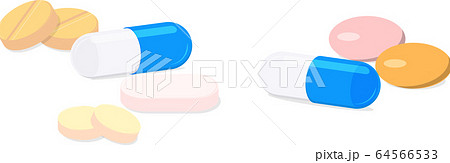 薬 錠剤 バラバラ ベクターイラスト セット #02 64566533