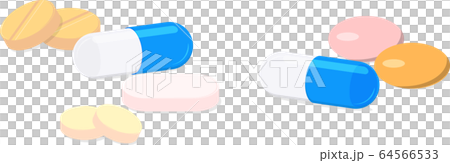 薬 錠剤 バラバラ ベクターイラスト セット #02 64566533