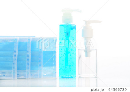 Alcohol gel bottle sanitizer hand and Medical face 64566729