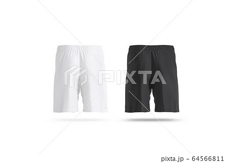 Blank black and white soccer shorts mockup set, back view 64566811