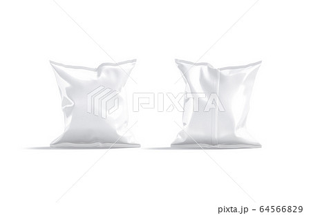 Blank white foil chips pack mockup stand, front and view 64566829