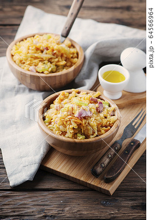 Healthy salad with lentil, vegetable and ham Healthy salad with lentil, vegetable and ham 64566964