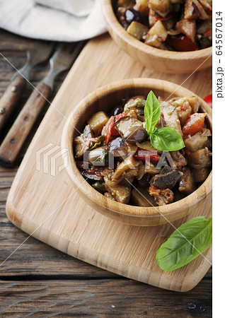 Traditional italian dish with eggplant and tomato 64567014