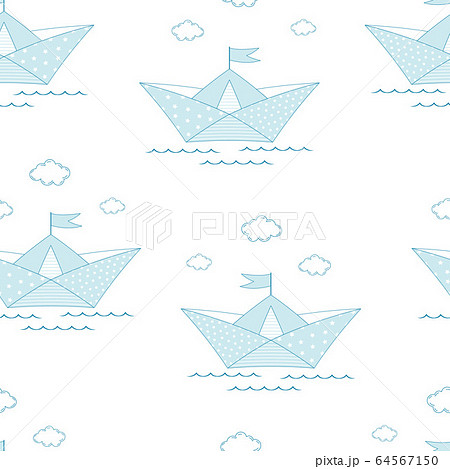 seamless pattern of cute sailboat isolated, vector seamless pattern of cute sailboat isolated, vector 64567150