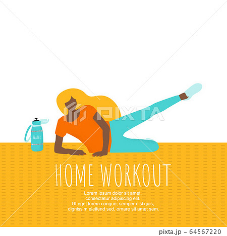 Young woman training home  64567220