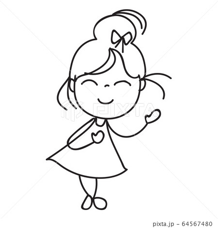 Hand drawing cartoon character happy girl. - Stock Illustration [64567480]  - PIXTA