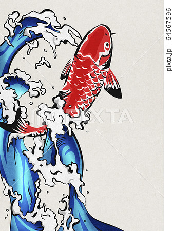 鯉の滝登り-錦鯉-水飛沫-水-躍動感のイラスト素材 [64567596] - PIXTA