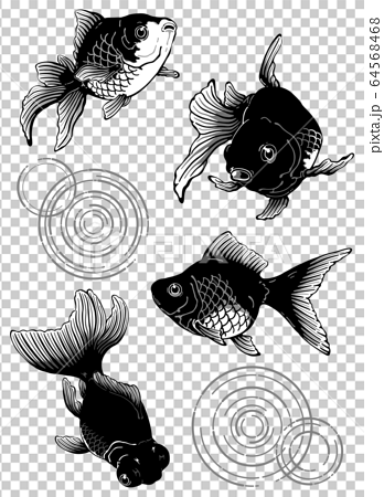 泳ぐ金魚たちシンプルデザインのイラスト素材
