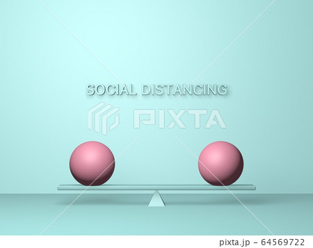 3d render of balls with distance between them. Social distancing during quarantine 64569722