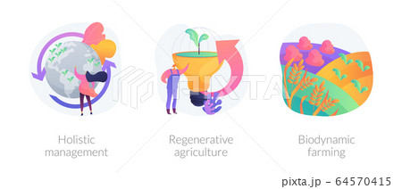 Conservation and rehabilitation farming system abstract concept vector illustrations. 64570415