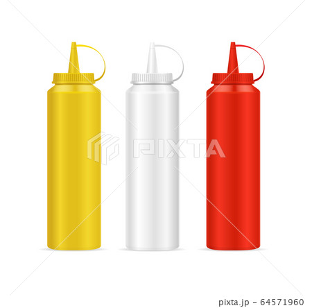 Realistic Detailed 3d Mayonnaise, Mustard and Ketchup Bottle Set. Vector Realistic Detailed 3d Mayonnaise, Mustard and Ketchup Bottle Set. Vector 64571960
