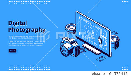 Digital photography isometric landing page banner 64572415