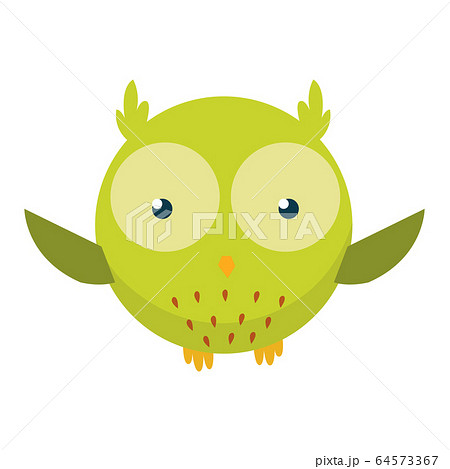 Cute funny owl. Forest bird. Decorative and style toy, doll. Happy and joyful bird in flat style. Isolated children cartoon illustration, for print or sticker 64573367