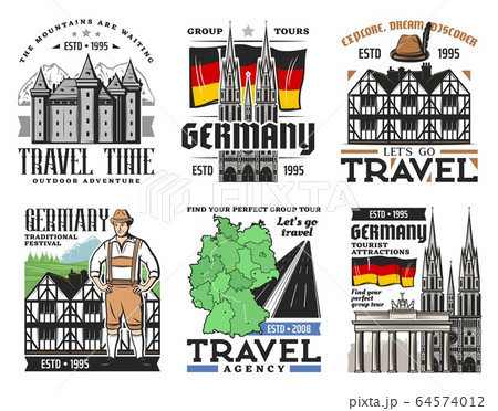 German architecture travel landmark icons German architecture travel landmark icons 64574012