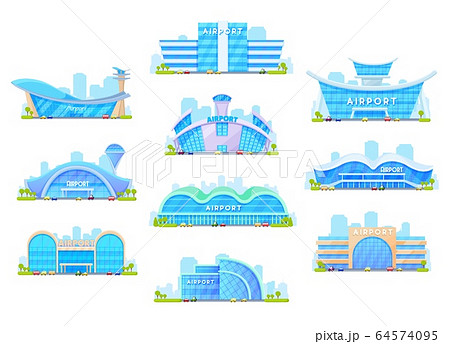 Airport terminal buildings. Architecture icons Airport terminal buildings. Architecture icons 64574095