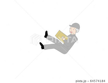 荷物を持って転倒する高齢男性 64574184