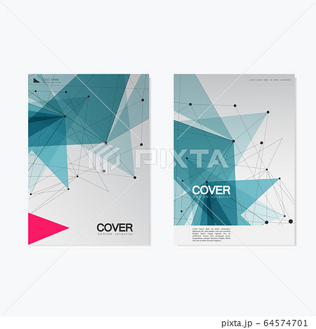 Brochure Cover Template Design / Annual Report, Book, Magazine, Poster in A4 with polygonal object / Lines, Dots, Triangle Concept For Business / Vector Background 64574701
