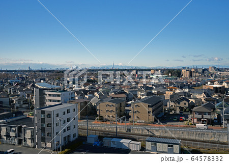 千葉県鎌ケ谷市役所屋上からの街並み 千葉県鎌ケ谷市役所屋上からの街並み 64578332