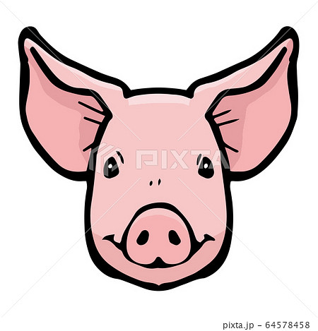 豚の顔カラーイラストのイラスト素材