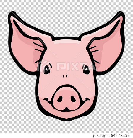 豚の顔カラーイラストのイラスト素材