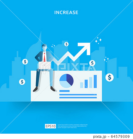 salary rate increase with growth up arrow and 64579309