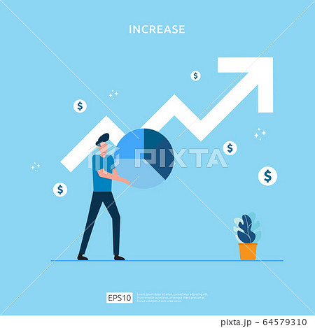 salary rate increase with growth up arrow and 64579310