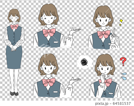 女性 受付 お仕事 制服 ポーズ イラストのイラスト素材