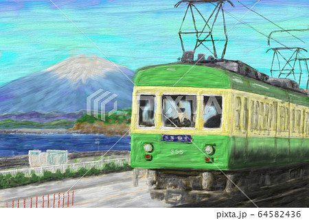 富士山バックの江ノ電 64582436