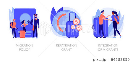 Human legal migration abstract concept vector illustrations. 64582839