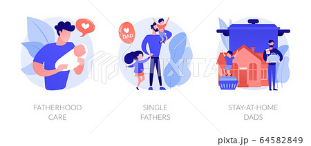 Men taking paternity leave abstract concept vector illustrations 64582849