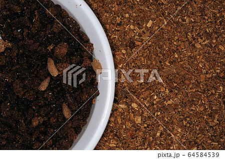 カブトムシ幼虫の糞 園芸の肥料の写真素材