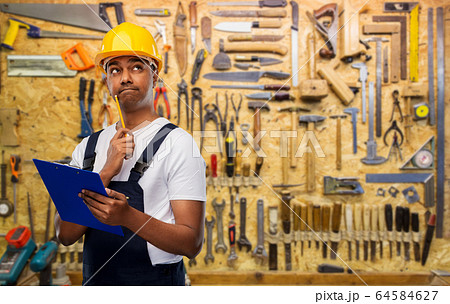 thinking builder with clipboard and pencil thinking builder with clipboard and pencil 64584627