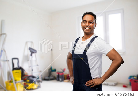 happy smiling indian worker or builder happy smiling indian worker or builder 64585463